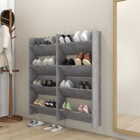 Berkfield Wall Shoe Cabinets 4 pcs Concrete Grey 60x18x60 cm Engineered Wood