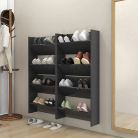 Berkfield Wall Shoe Cabinets 4 pcs Grey 60x18x60 cm Engineered Wood