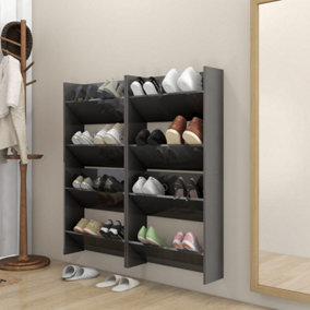 Berkfield Wall Shoe Cabinets 4 pcs High Gloss Grey 60x18x60 cm Engineered Wood