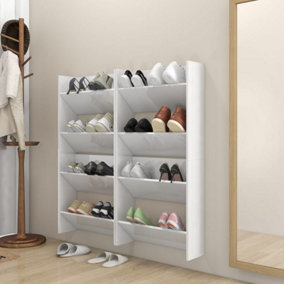 Berkfield Wall Shoe Cabinets 4 pcs High Gloss White 60x18x60 cm Engineered Wood