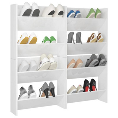 Berkfield Wall Shoe Cabinets 4 pcs High Gloss White 60x18x60 cm Engineered Wood
