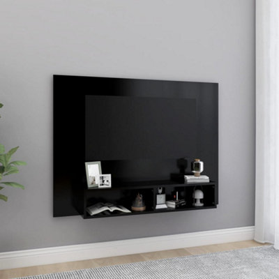 Berkfield Wall TV Cabinet Black 120x23.5x90 cm Engineered Wood