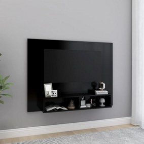 Berkfield Wall TV Cabinet Black 120x23.5x90 cm Engineered Wood