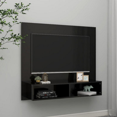 Berkfield Wall TV Cabinet High Gloss Black 102x23.5x90 cm Engineered Wood