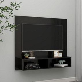 Berkfield Wall TV Cabinet High Gloss Black 102x23.5x90 cm Engineered Wood