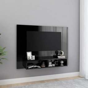 Berkfield Wall TV Cabinet High Gloss Black 120x23.5x90 cm Engineered Wood