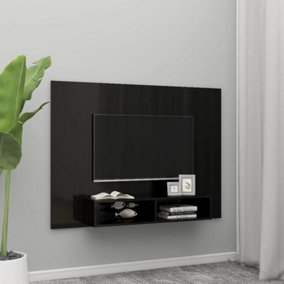 Berkfield Wall TV Cabinet High Gloss Black 135x23.5x90 cm Engineered Wood