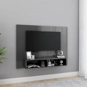 Berkfield Wall TV Cabinet High Gloss Grey 120x23.5x90 cm Engineered Wood