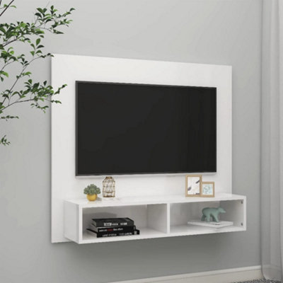 Berkfield Wall TV Cabinet High Gloss White 102x23.5x90 cm Engineered ...