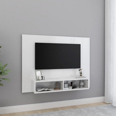 Berkfield Wall TV Cabinet High Gloss White 120x23.5x90 cm Engineered ...