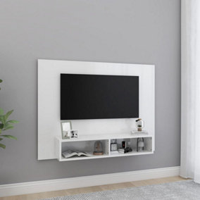 Berkfield Wall TV Cabinet High Gloss White 120x23.5x90 cm Engineered Wood
