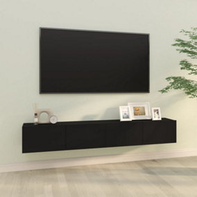 Berkfield Wall TV Cabinets 2 pcs Black 100x30x30 cm Engineered Wood