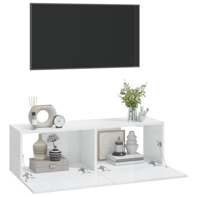 Berkfield Wall TV Cabinets 2 pcs High Gloss White 100x30x30 cm Engineered Wood