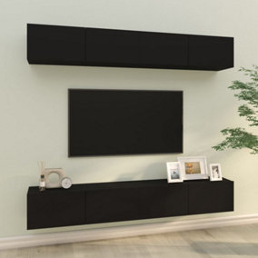 Berkfield Wall TV Cabinets 4 pcs Black 100x30x30 cm