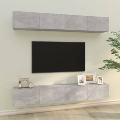 Berkfield Wall TV Cabinets 4 pcs Concrete Grey 100x30x30 cm