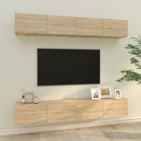 Berkfield Wall TV Cabinets 4 pcs Sonoma Oak 100x30x30 cm