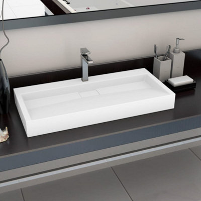 Berkfield Wash Basin 100x46x11 cm Mineral Cast/Marble Cast White Price Comparisons | Compare The Build