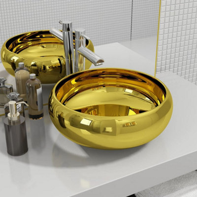Berkfield Wash Basin 40x15 cm Ceramic Gold Price Comparisons | Compare The Build