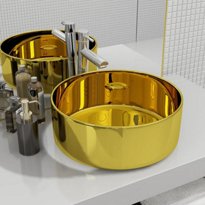 Berkfield Wash Basin 40x15 cm Ceramic Gold Price Comparisons | Compare The Build