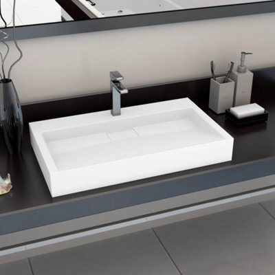 Berkfield Wash Basin 80x46x11 cm Mineral Cast/Marble Cast White Price Comparisons | Compare The Build