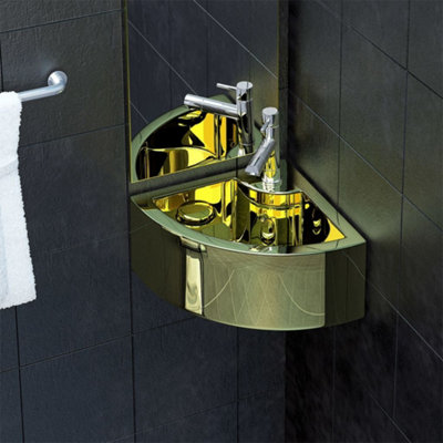 Berkfield Wash Basin with Overflow 45x32x12.5 cm Ceramic Gold Price Comparisons | Compare The Build