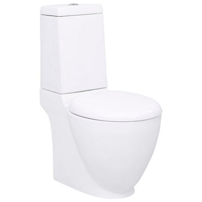 Berkfield WC Ceramic Toilet Bathroom Round Toilet Bottom Water Flow White