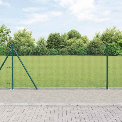 Berkfield Welded Wire Fence with 13 Flanged Posts Green 0.8x25 m Steel