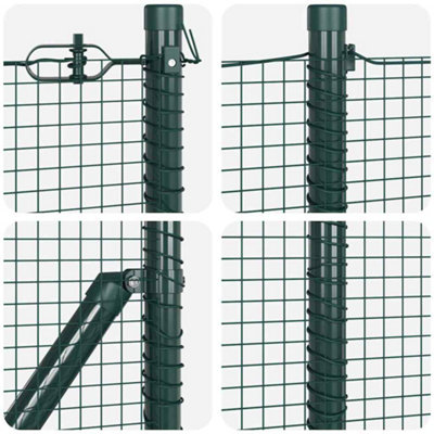 Berkfield Welded Wire Fence with 13 Flanged Posts Green 1x50 m Steel
