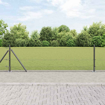 Berkfield Welded Wire Fence with 13 Flanged Posts Grey 0.4x50 m Steel