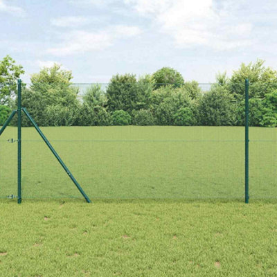 Berkfield Welded Wire Fence with 13 Posts Green 1.4x25 m Steel