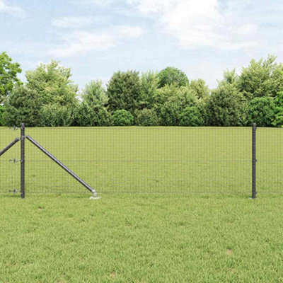 Berkfield Welded Wire Fence with 13 Spike Posts Grey 0.4x100 m Steel