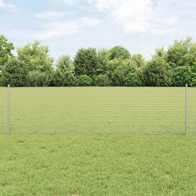 Berkfield Welded Wire Fence with 22 U Posts Silver 0.6x50 m Steel