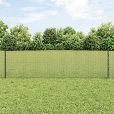 Berkfield Welded Wire Fence with 5 U Posts Grey 0.6x10 m Steel