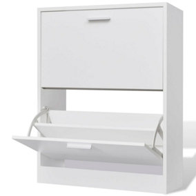 Berkfield White Wooden Shoe Cabinet with 2 Compartments