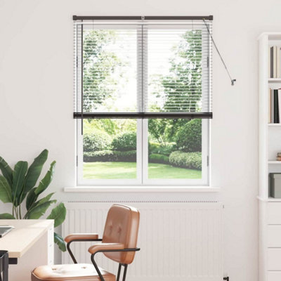 Berkfield Window Blind with Curtains Manual Black Aluminium