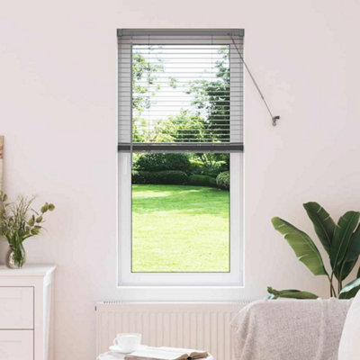 Berkfield Window Blind with Curtains Manual Dark grey Aluminium