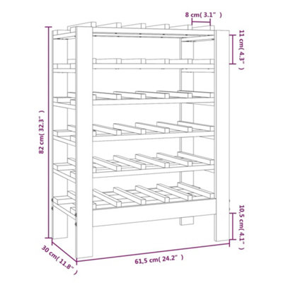 Berkfield Wine Rack 61.5x30x82 cm Solid Wood Pine