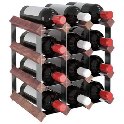 Berkfield Wine Rack for 12 Bottles Brown Solid Wood Pine