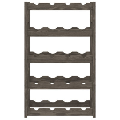 Berkfield Wine Rack for 20 Bottles Grey Solid Wood Pine