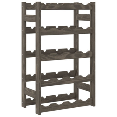 Berkfield Wine Rack for 20 Bottles Grey Solid Wood Pine