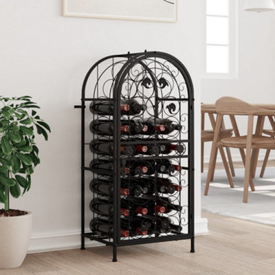 Berkfield Wine Rack for 33 Bottles Black 45x36x100 cm Wrought Iron