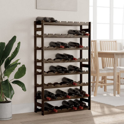 Berkfield Wine Rack for 56 Bottles Black Solid Wood Pine