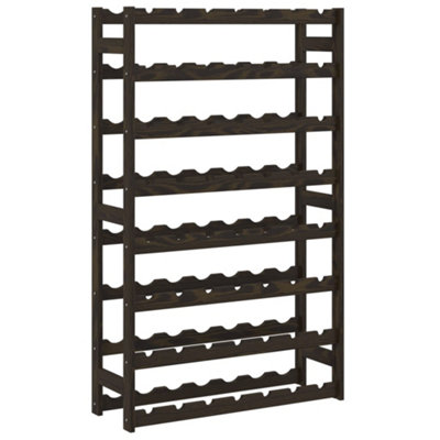 Berkfield Wine Rack for 56 Bottles Black Solid Wood Pine
