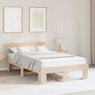 Berkfield with Headboard Brown 120 x 190 cm Solid pine wood