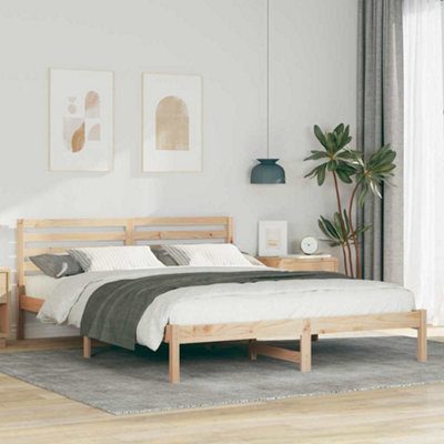 Berkfield with Headboard Brown 160 x 210 cm Solid pine wood