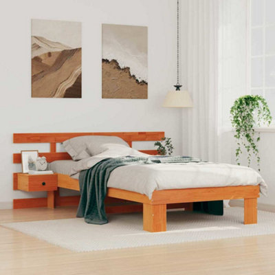 Berkfield with Headboard Wax brown 90 x 200 cm Solid pine wood