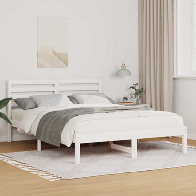 Berkfield with Headboard White 140 x 190 cm Solid pine wood