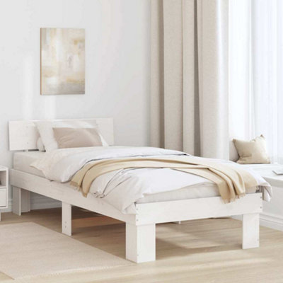 Berkfield with Headboard White 75 x 190 cm Solid pine wood