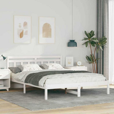 Berkfield with Headboard White Solid pine wood