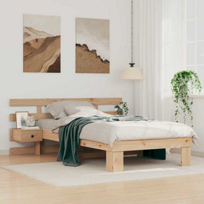 Berkfield with Headboard with Drawer Brown 75 x 190 cm Solid pine wood